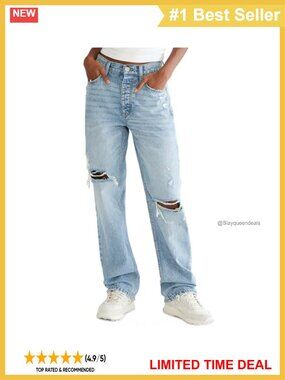 Women's High Rise Rigid Denim Baggy Jeans 90s Relaxed Straight